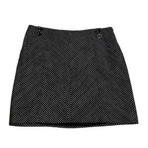 Ann Taylor Mini Skirt Black White Textured Chevron Dot Mid Rise Black White 14